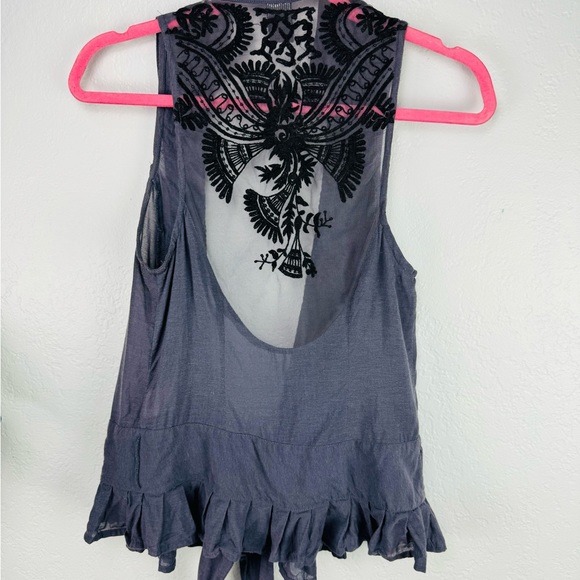 Free People Metal and Lace Wrap Top Sequin Peplum - Picture 8 of 10